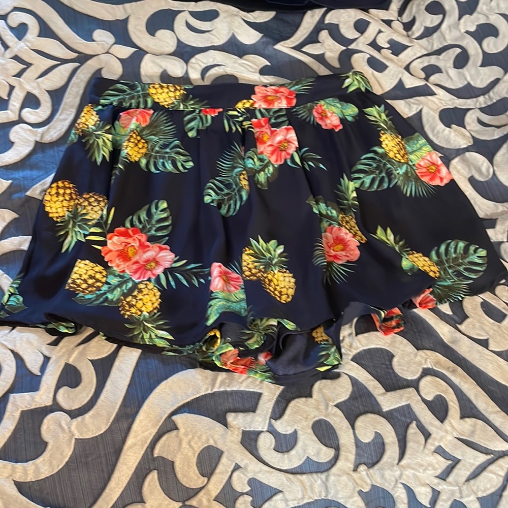 She & sky shorts flowy skirt look
